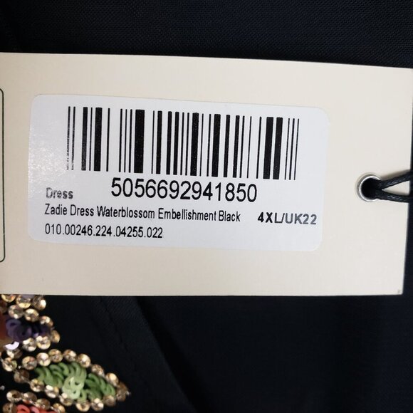 Rixo Zadie Dress Waterblossom Black Satin NWT Sequin Midi Size 4XL US 18 - Picture 7 of 12